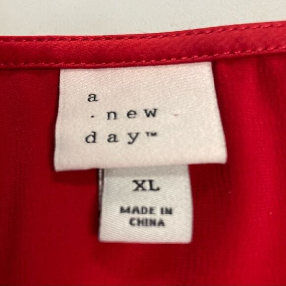 A.NEW.DAY.‎ Women’s Red Dress  Size XL Faux Wrap - Picture 5 of 7